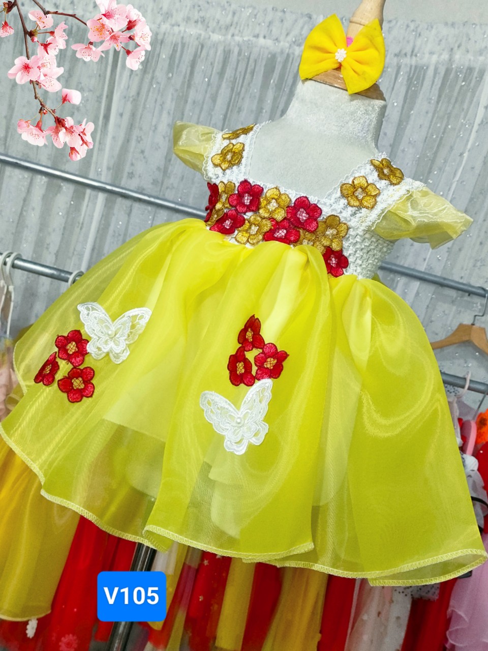 Đầm xòe công chúa, váy công chúa bé gái V105