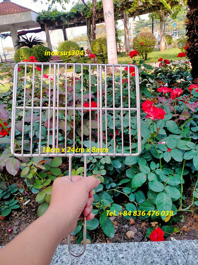 Vỉ nướng inox sus304 cao cấp - hoàn ngay 200% nếu bị gỉ sét - kích thước 18cm x 24cm dày 8mm