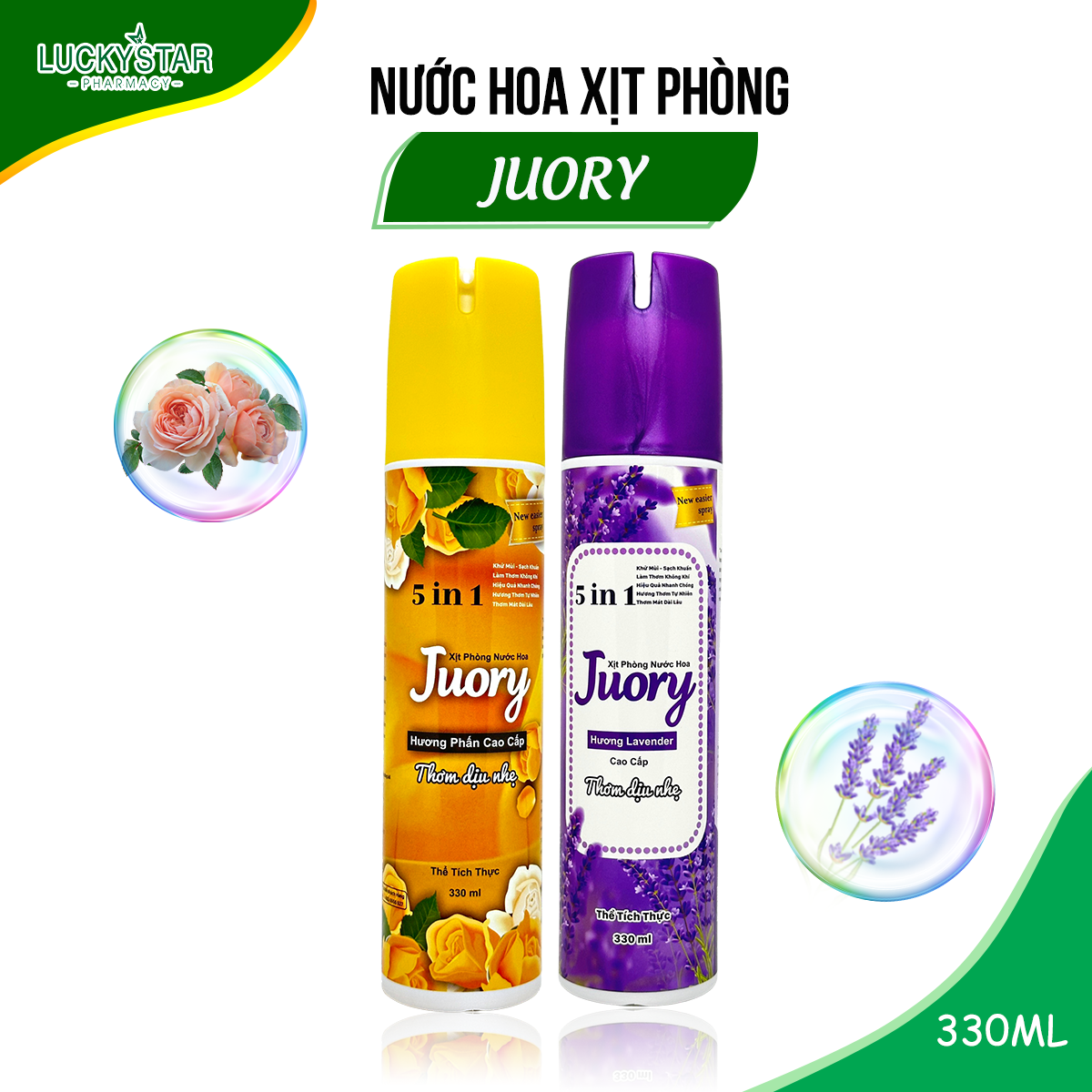 COMBO Xịt Phòng Nước Hoa Cao Cấp Juory 5 trong 1 Lucky Star
