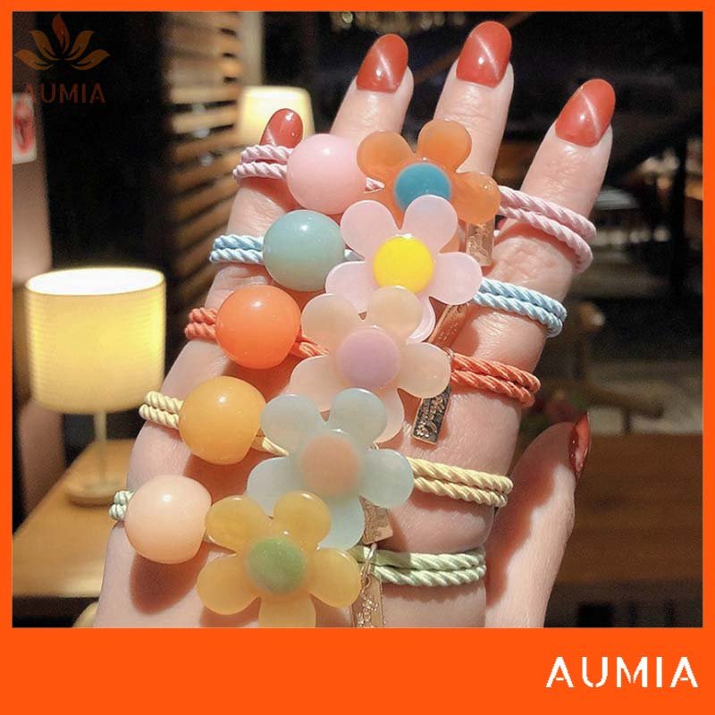 [XẢ KHO 3 NGÀY]  Chun buộc tóc, dây thun nịt cột tóc hoa cúc kiểu hàn quốc Aumia 5 màu siêu rẻ