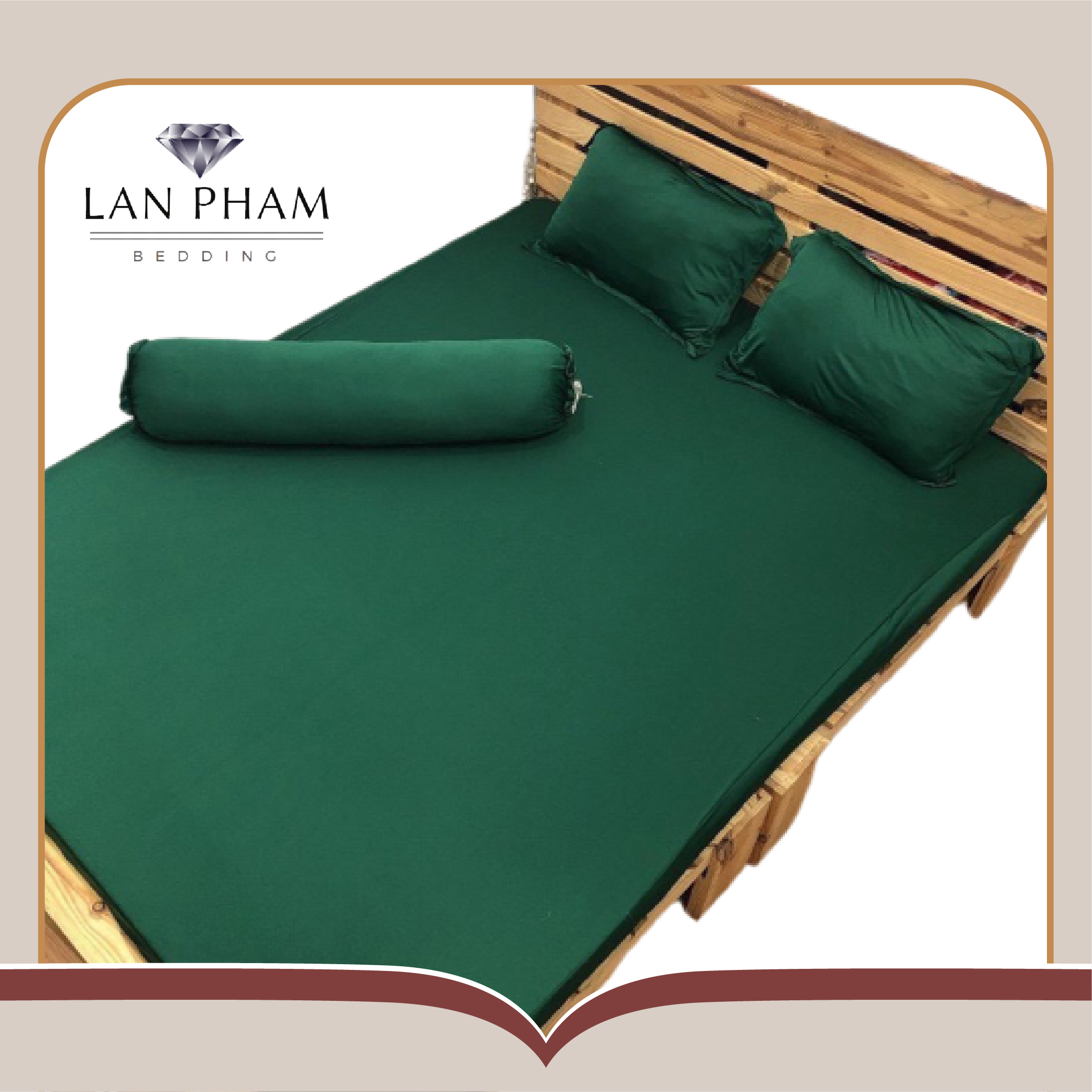 Ga - Drap Giường Lẻ Thun Mát Lạnh Lan Pham Bedding - Màu Xanh Rêu