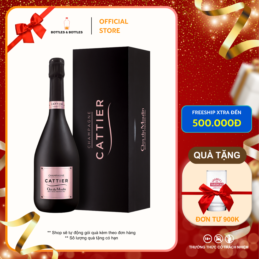 CHÍNH HÃNG - Rượu Champagne Cattier Clos du Moulin Brut Rosé Premier Cru - 750ML -12.5%