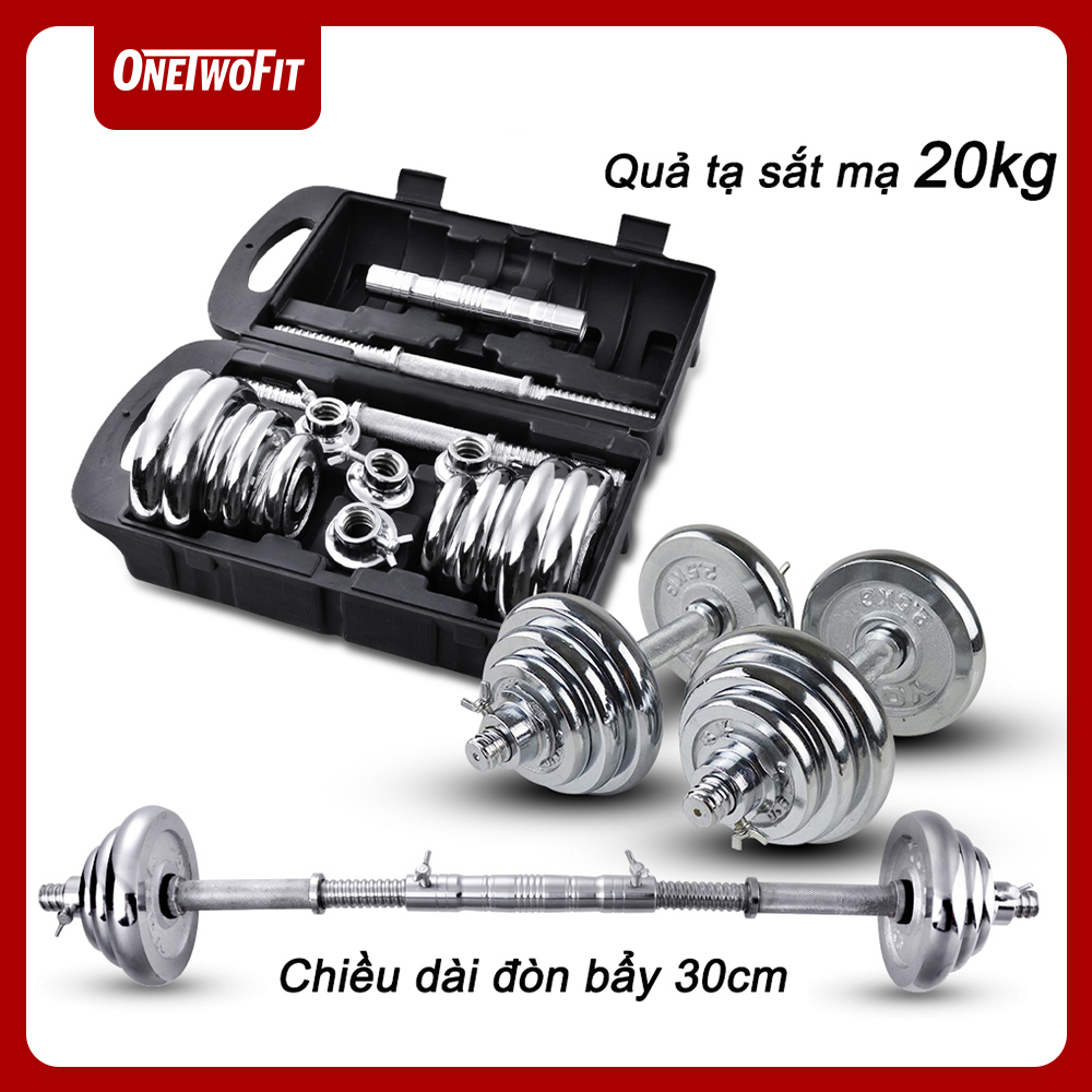 OneTwoFit tạ tập tay barbell Barbell Dumbbell Weight 20kg +30cm Barbell bar Bộ đĩa tạ tập gym 20kg OT010