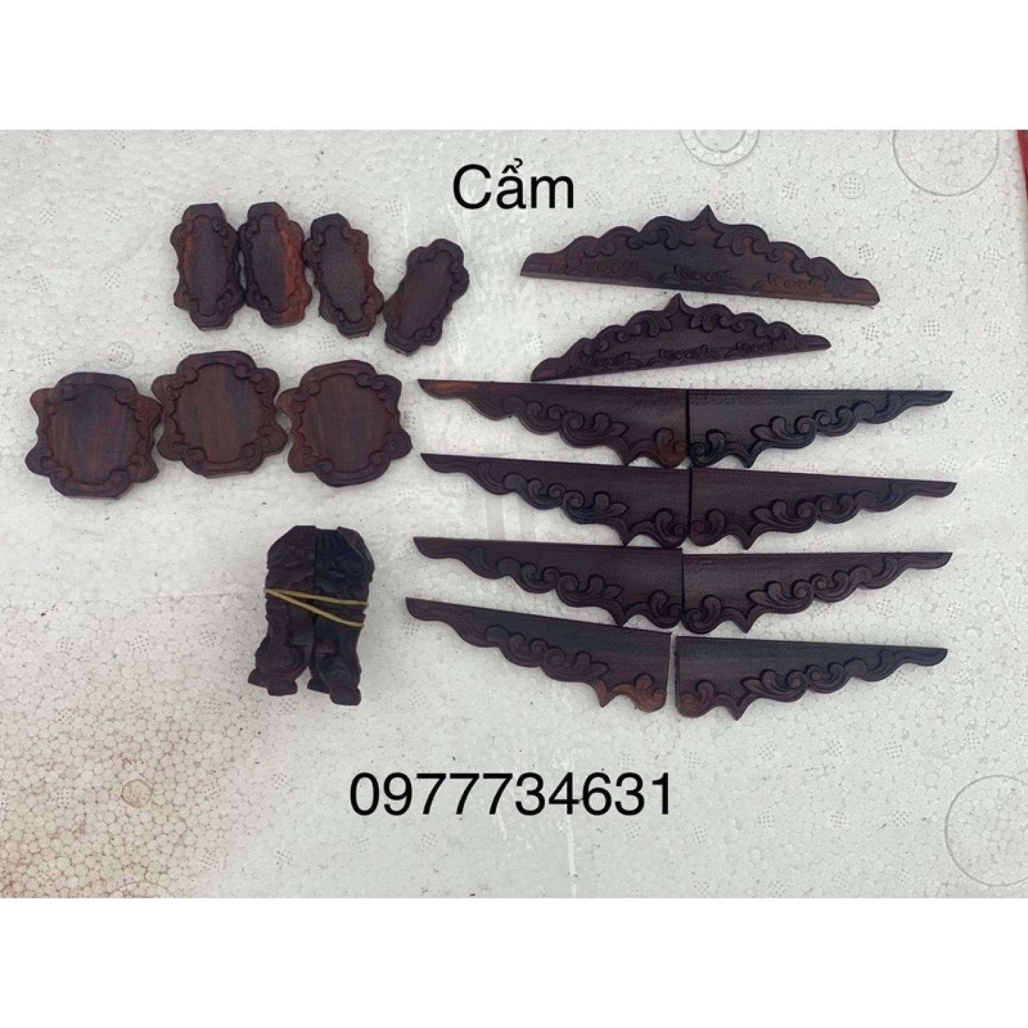 Bộ chân quỳ lá đề 21 món tre, cẩm, mun phụ kiện lồng chim chào mào cao cấp Huyền Trần