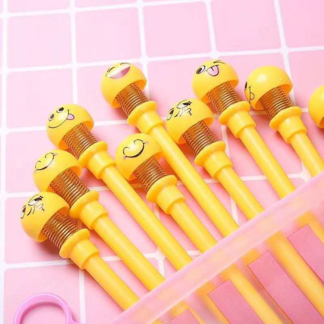 b11 Bút emoji lò xo vui nhộn Bút viết lò so thú nhún emoji biểu tượng cảm xúc