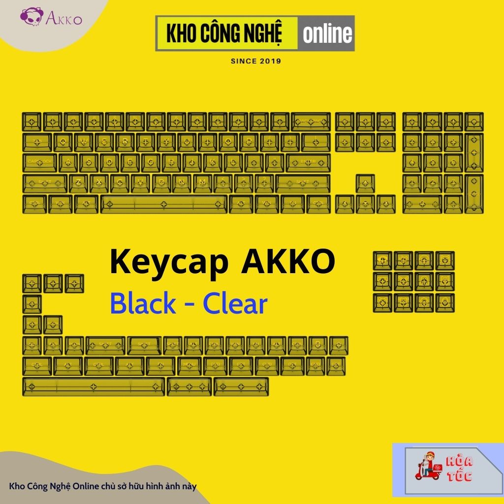 Bộ keycap cho bàn phím cơ AKKO Black (PC / ASA-Clear profile / 155 nút)