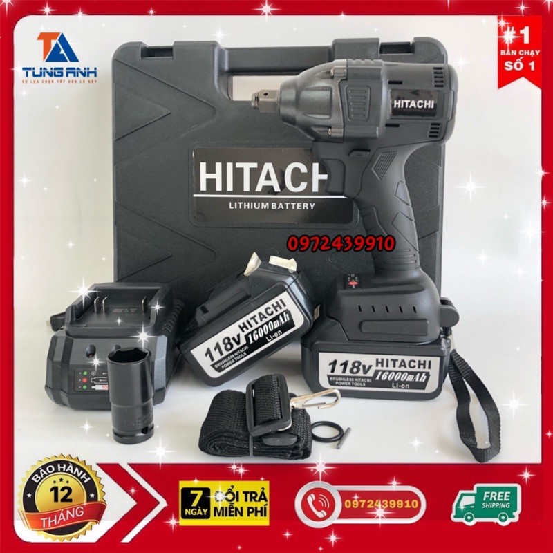 Máy siết bulong pin hitachi 118v không chổi than