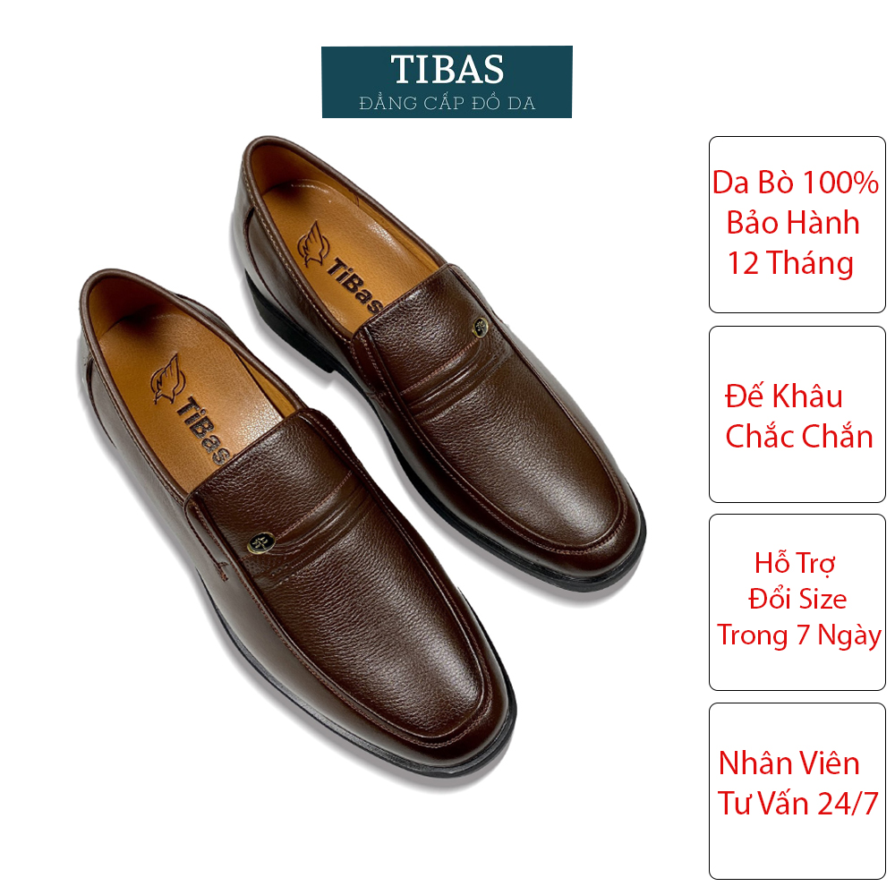 [Hoàn Tiền 15%] Giày Da Nam Cao Cấp Trung Niên TIBAS, Giày Da Bò Nguyên Tấm- 8910
