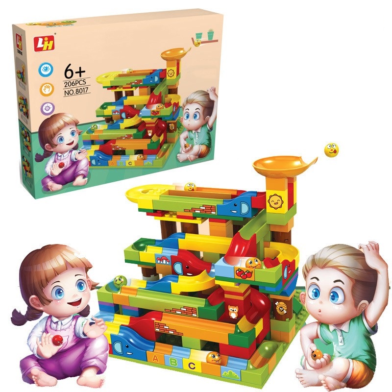 Bộ đồ chơi lego 206 chi tiết lắp ghép hình cầu trượt thả bi rơi tự do cho bé chơi mãi không chán - Bộ đồ chơi lắp ráp phát triển trí thông minh vượt trội, phù hợp cho trẻ em trên 6 tuổi