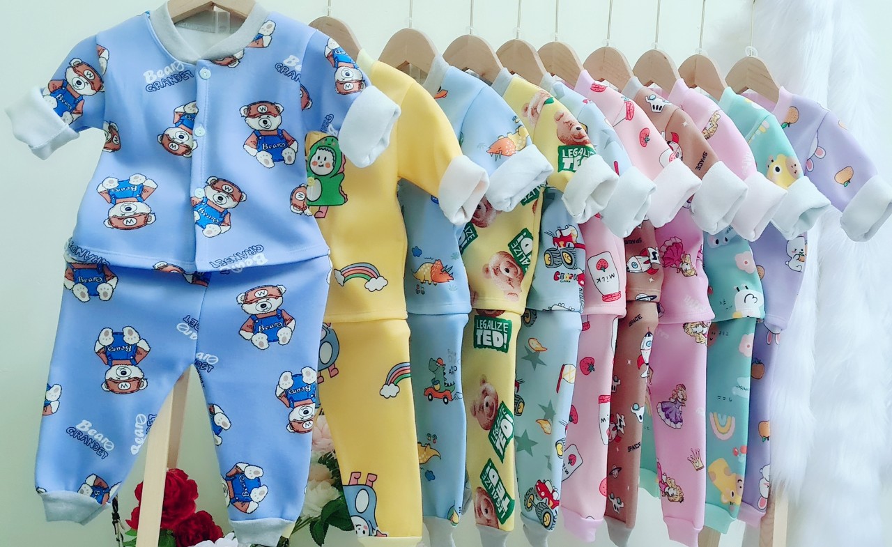 Bộ nỉ lông giữ ấm mùa đồng cho bé trai từ 4-14kg