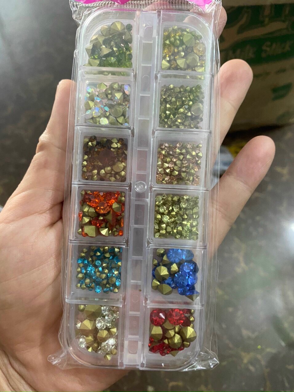 Set đá chân nhọn mix màu, đá trắng - mini nails