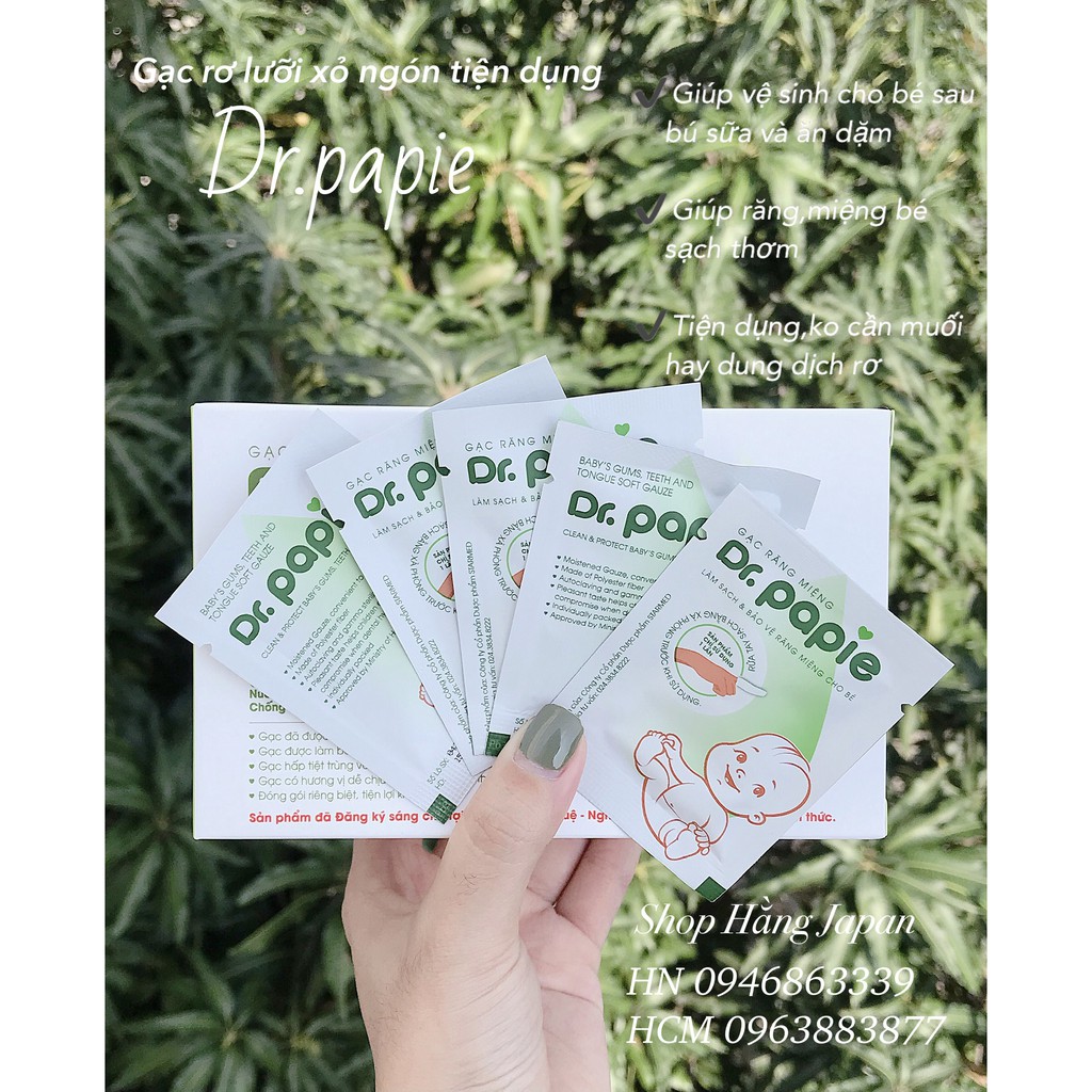 Gạc răng miệng cho bé dr.papie - hộp 30 gói chính hãng