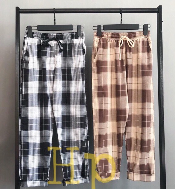 [ Hữu Quyền Store ] Ảnh thật] Quần kẻ caro /Quần ống rộng / Quần kẻ caro xuông ống rộng!!!