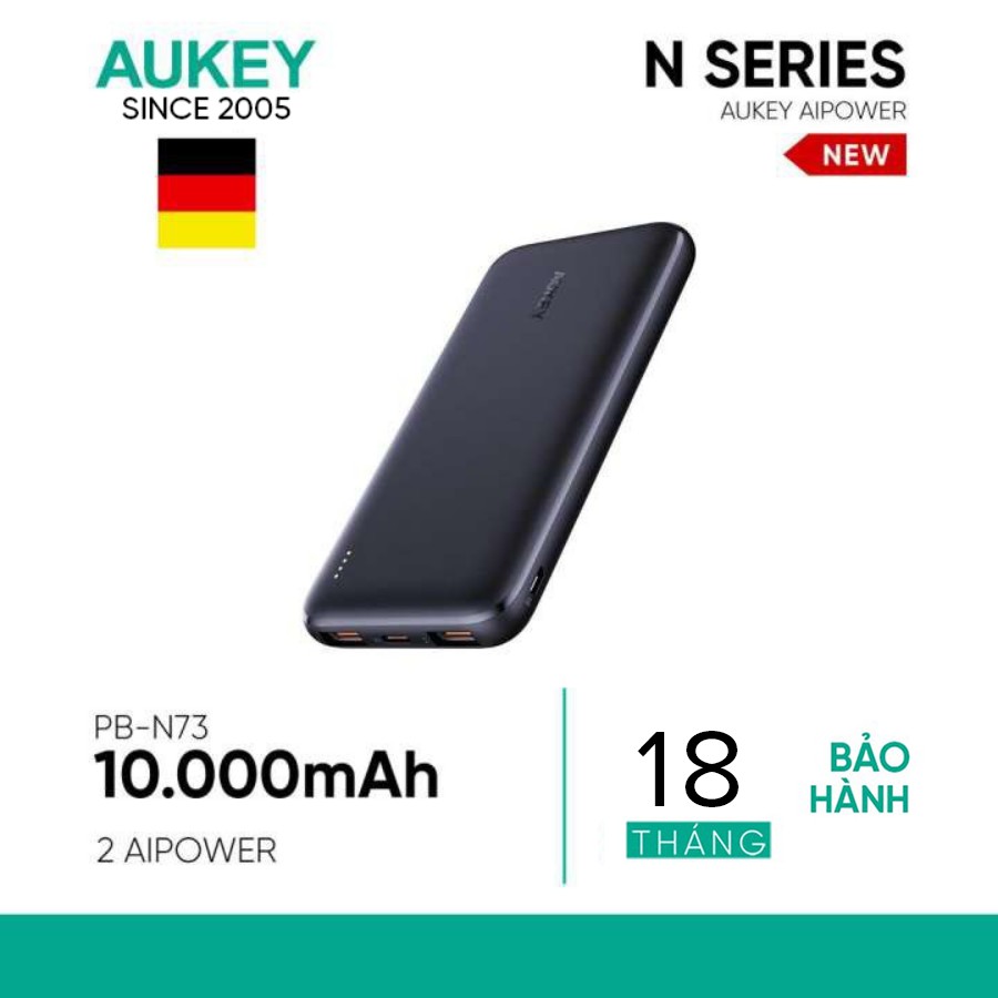 Pin dự phòng 10000mAh nhỏ gọn 15W & QC 3.0 Aukey PB-N73