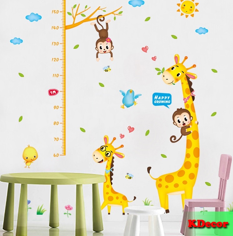 Decal dán tường Thước đo hươu vàng