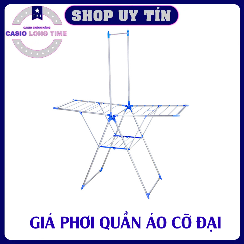 Giá phơi quần áo cỡ đại có thanh phơi chăn - giá treo quần áo gấp gọn chống gỉ, tiện nghi cho gia đình - sào phơi quần áo gấp gọn - giá phơi thông minh - kệ phơi quần áo đa năng - giá treo quần áo giá rẻ