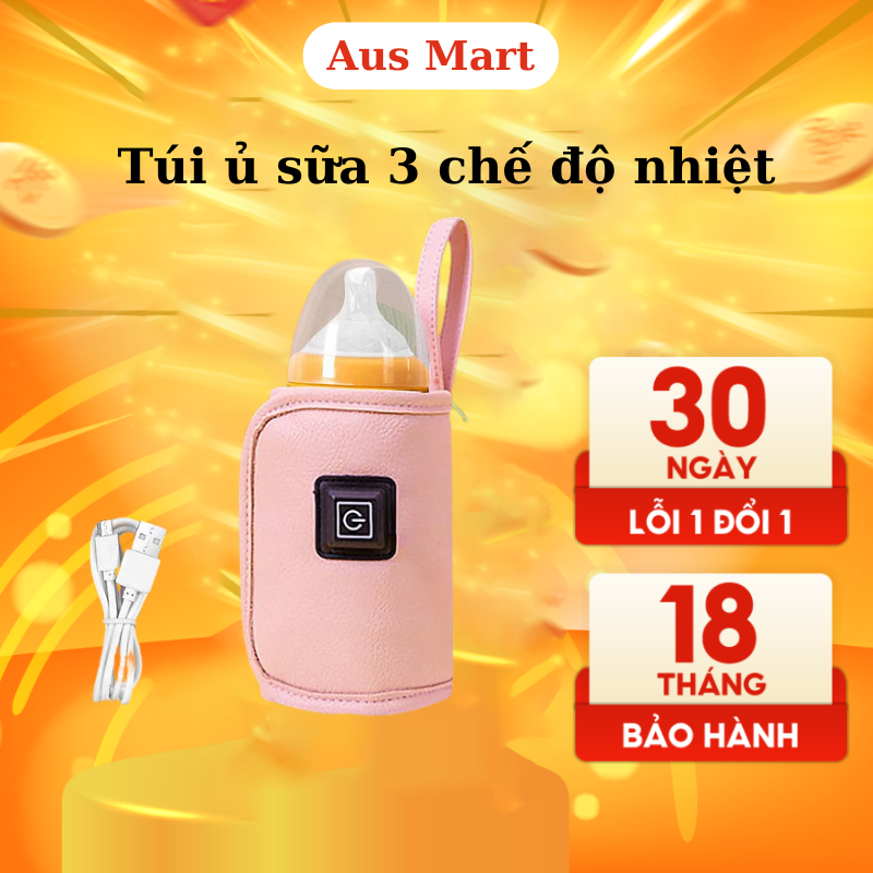 Túi Ủ Bình Sữa Thông Minh Warm Bear phù hợp với tất cả loại bình chất liệu da, nhiều chế độ - Máy hâm bình sữa cao cấp xách tay sử dụng bộ sạc di động thông minh đầu cắm USB tiện lợi, thiết kế nhỏ gọn - Aus Mart