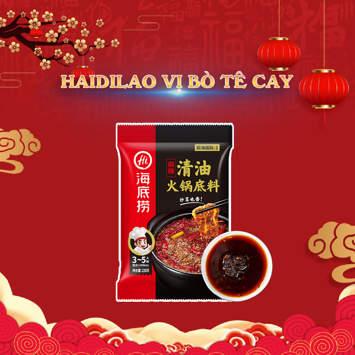 Cốt lẩu haidilao vị bò tê cay - gia vị lẩu tứ xuyên có sẵn nhiều vị date mới