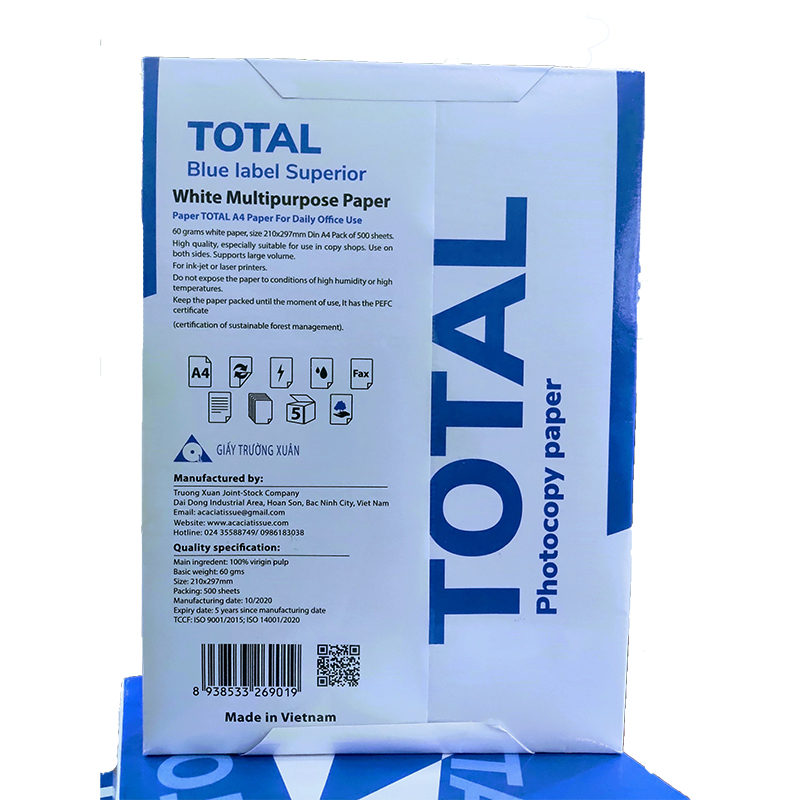 Giấy a4 total định lượng 60gsm