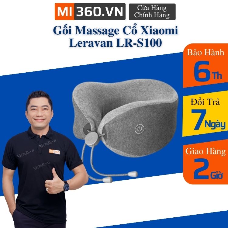 Gối Massage Cổ Cao Cấp Xiaomi Leravan LR-S100 - 2 Chế Độ Massage - Hàng Chính Hãng