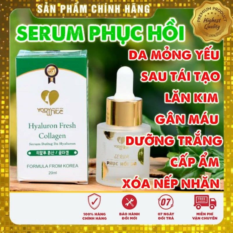 -serum dưỡng trắng da phục hồi hyaluron fresh collagen yody white phương anh cấp ẩm làm mịn da