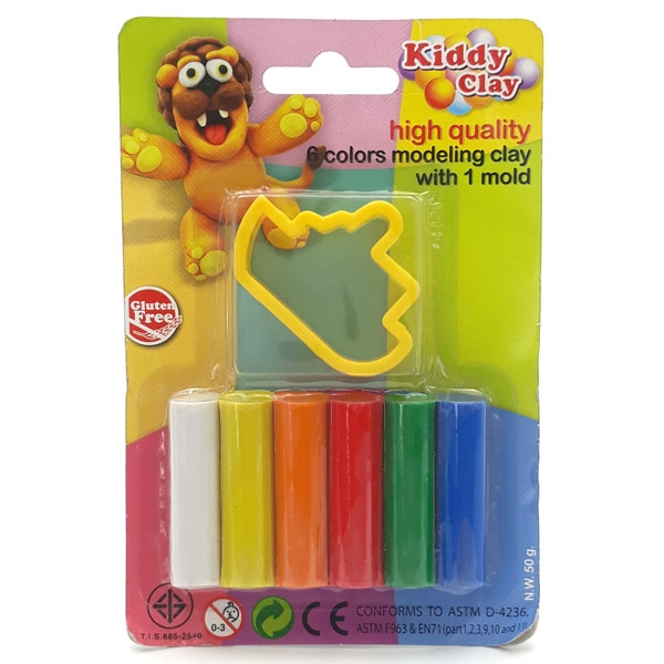 Đất nặn kiddy clay 6 màu + khuôn hình st-50-6+sm - mẫu 7