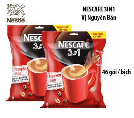 Combo 2 gói Cà phê hòa tan Nescafé 3in1 công thức cải tiến - vị nguyên bản túi đỏ