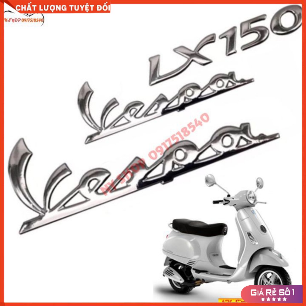 Bộ 3 tem logo nổi vespa lx 150 , lx 125