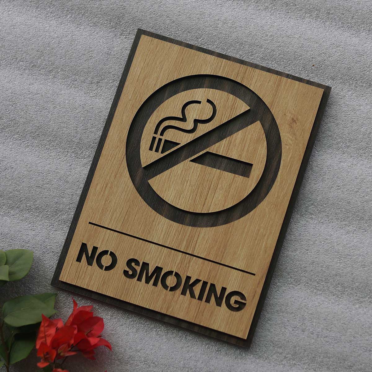Bảng Gỗ cấm hút thuốc tiếng anh (No Smoking) Mẫu CT-01