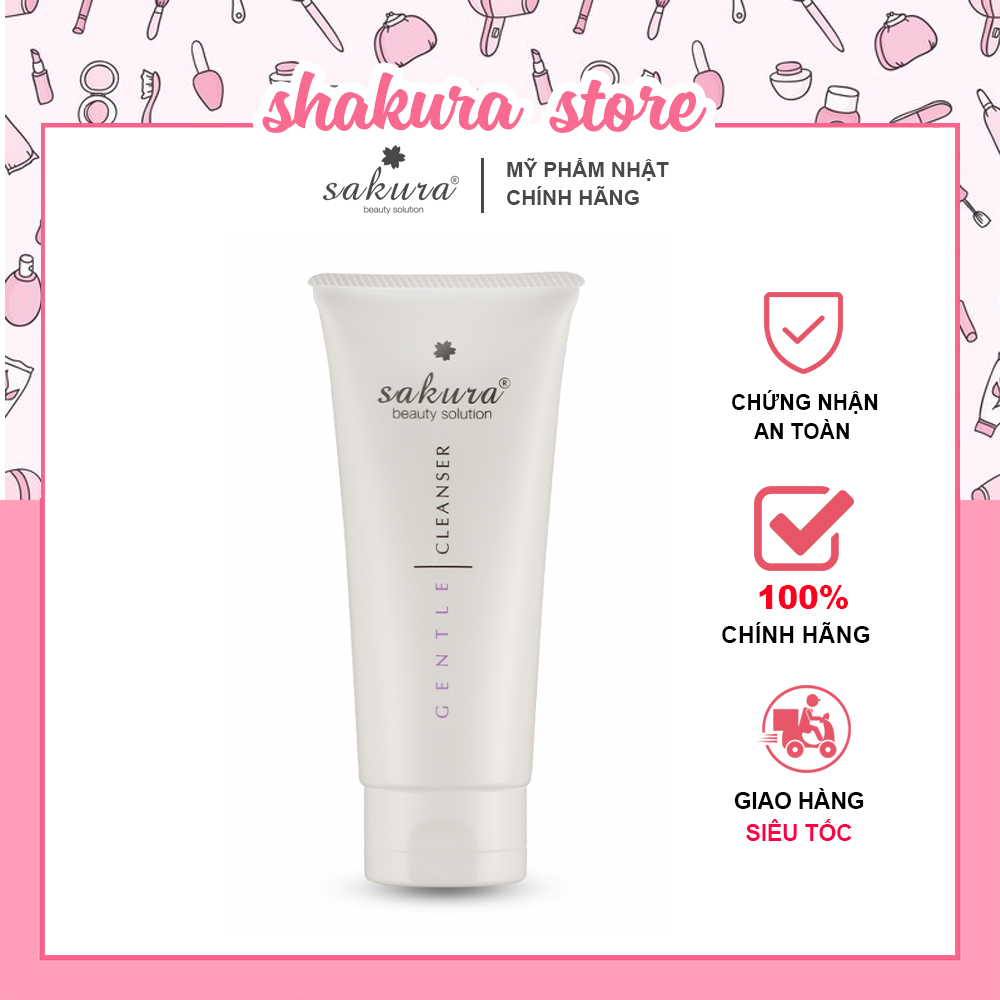 Sữa rửa mặt dịu nhẹ cho da nhạy cảm Sakura Gentle Cleanser - Sữa rửa mặt chiết xuất từ thiên nhiên sạch sâu dịu nhẹ cho làn da nhạy cảm - Sữa rửa mặt Nhật