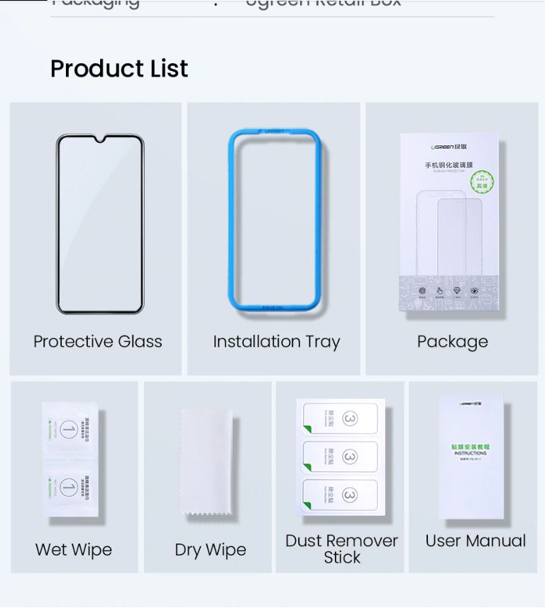 Miếng dán kính cường lực tràn viền HD cho điện thoại Xiaomi 8 (2 miếng/hộp) UGREEN SP124 70366 Miếng dán kính cường lực tràn viền HD cho điện thoại Xiaomi 8 (2 miếng/hộp) UGREEN SP124 70366