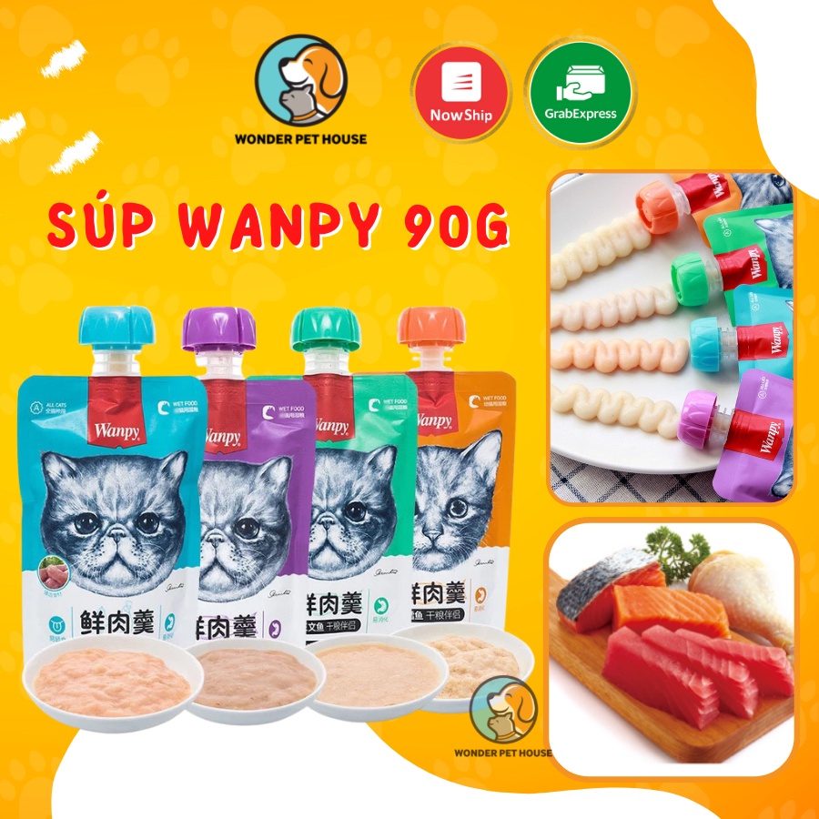 Súp thưởng Wanpy cho mèo tuýp có nắp vặn 90g