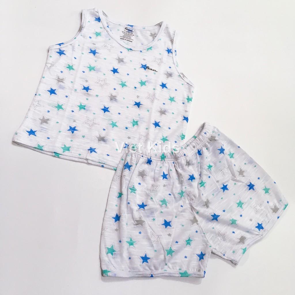 Bộ quần áo ba lỗ sao trắng Avaler(Vải cotton 100% mềm mát cao cấp cho em bé trai và gái từ 3 tháng-4 tuổi)