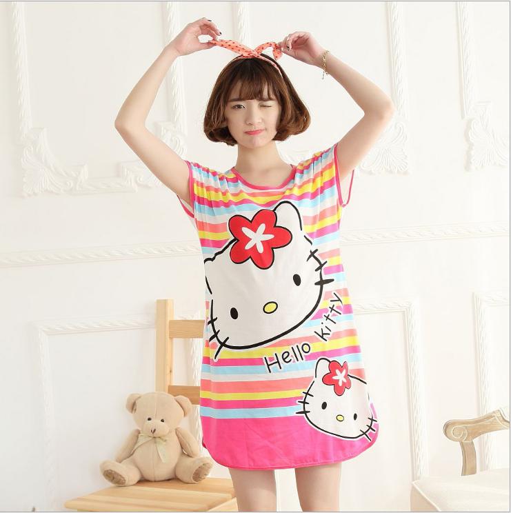 Đầm ngủ, váy ngủ in họa tiết hoạt hình dễ thương - Váy ngủ nữ chất cotton siêu mát