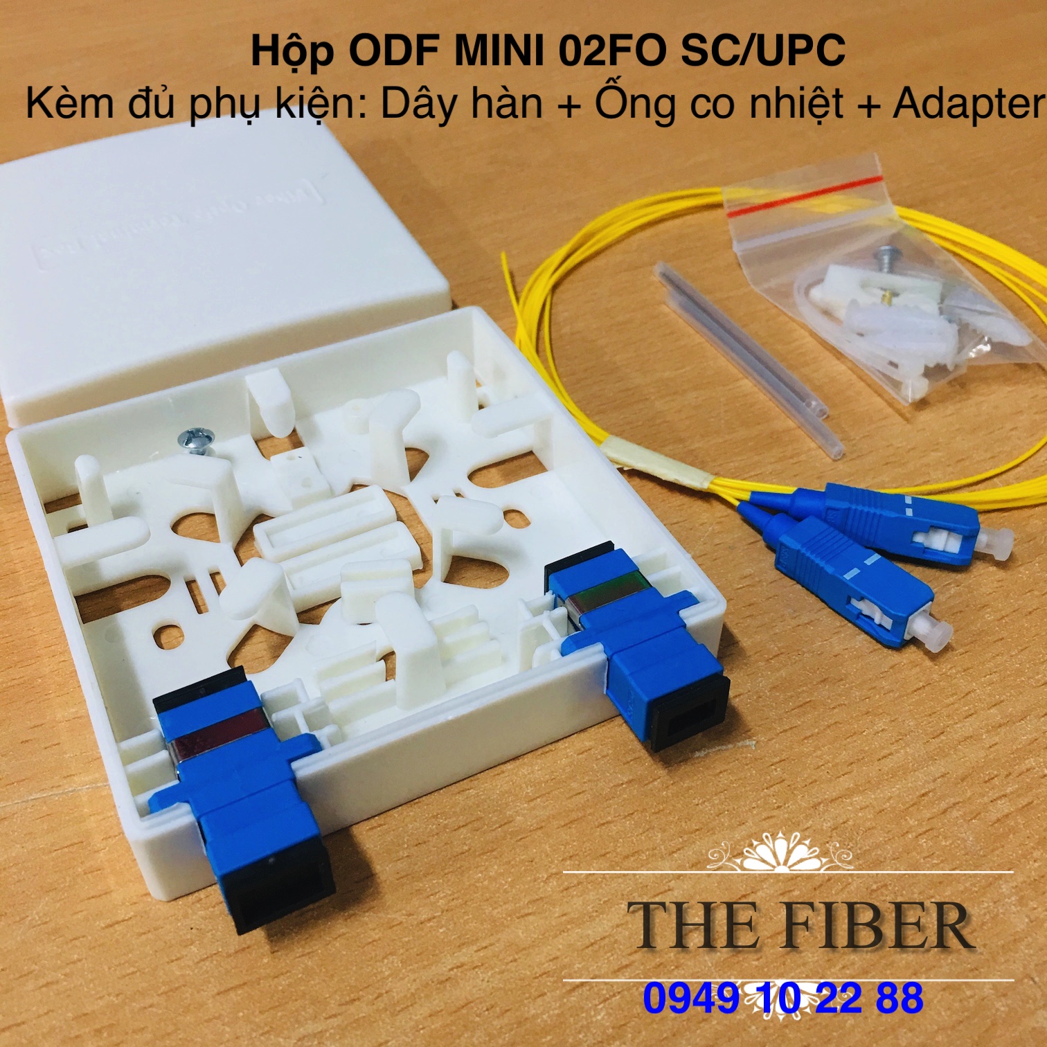 [HCM]Hộp ODF nối quang MINI 02FO SC-UPC - Đầy đủ phụ kiện: 02 Adapter SC-UPC+ 2 Dây hàn quang + 2 ỐNG co nhiệt