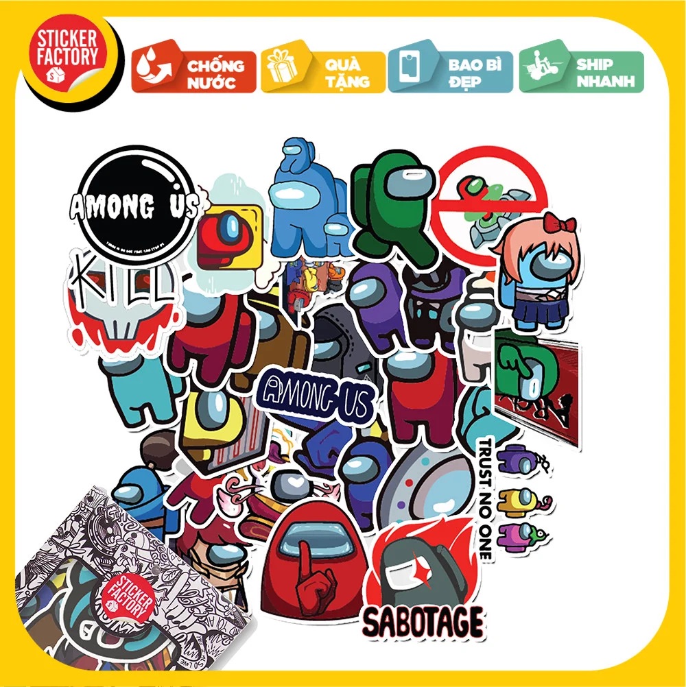 Set 30 sticker hình dán cao cấp decal dán nón bảo hiểm, vali, bình nước, laptop, xe...