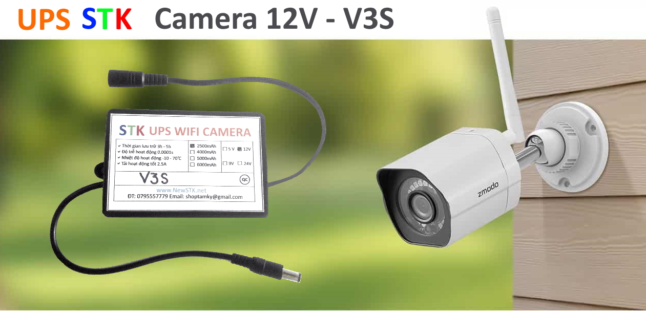 Nguồn dự phòng cho camera ngoài trời 12V - V3S nâng cấp