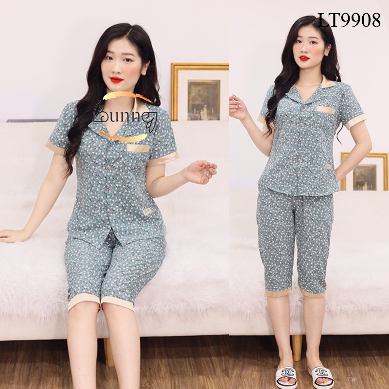 Đồ bộ mặc nhà, đồ bộ nữ mặc sau sinh, mẫu lửng chất liệu lụa thái nhẹ mát mùa hè