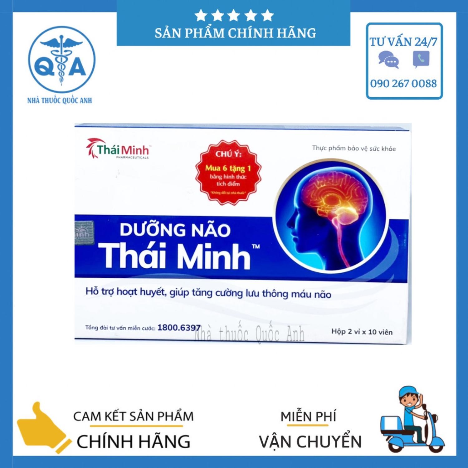 CHÍNH HÃNG MUA 6 TẶNG 1 Dưỡng Não Thái Minh - Hỗ Trợ Hoạt Huyết ,Giúp Tăng