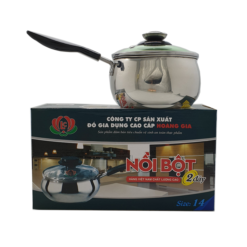 Nồi bột inox 304 hàng Việt Nam chất lượng cao Hoàng Gia 14cm 2 đáy