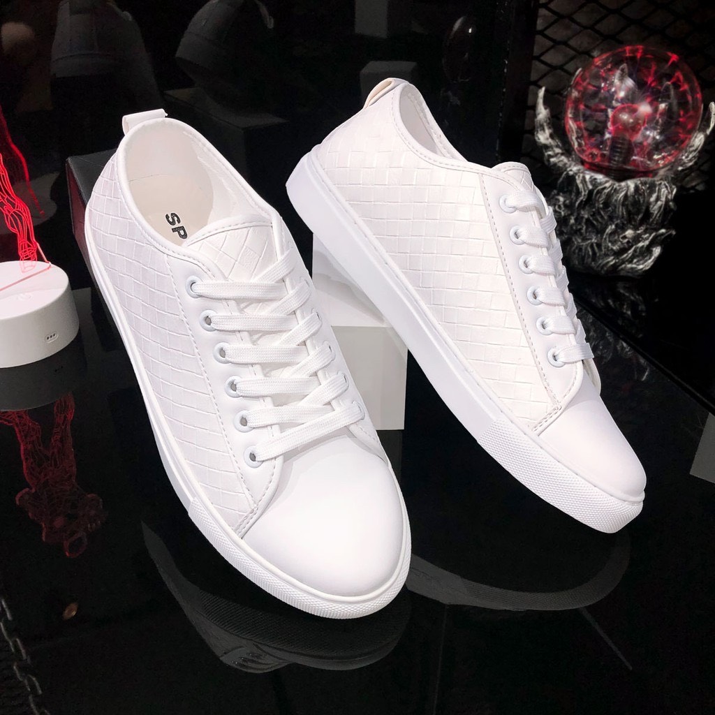 Giày thể thao nam kẻ caro trắng buộc dây siêu đẹp hottt