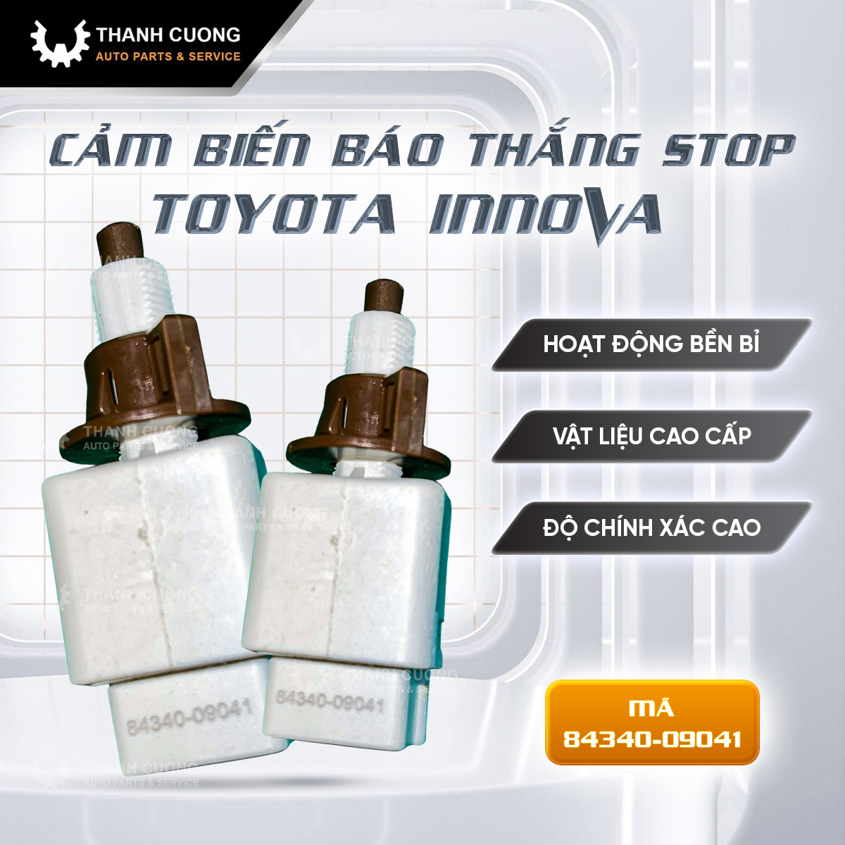 Công tắc, cảm biến báo thắng (phanh) Stop dùng cho Toyota Innova | Mã: 84340 09041 | 2 ghim lớn, 2 ghim nhỏ, giúp cảnh báo và lái xe an toàn