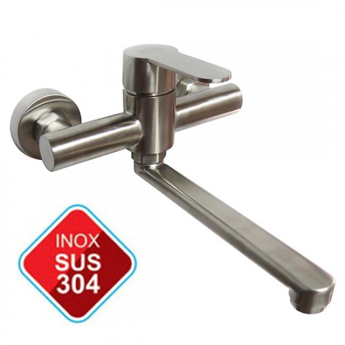 [HCM]Vòi Rửa Chén Bát Nóng Lạnh Inox 304 âm tường quay 360 độ dùng cho 2 hộc chậu CNL2024