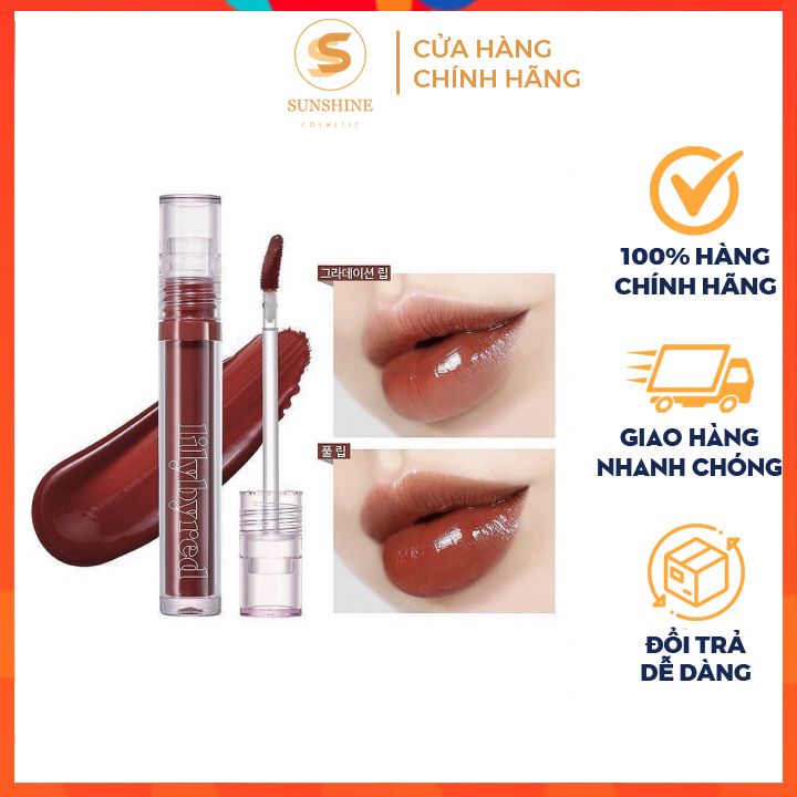 Son kem bóng lilybyred glassy layer fixing tint hàn quốc màu 08 siêu hot burnt brick 3.8g