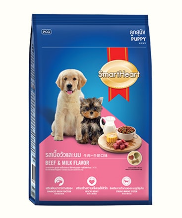 Thức ăn hạt cho chó con vị sữa và bò smartheart puppy 400g - thái lan