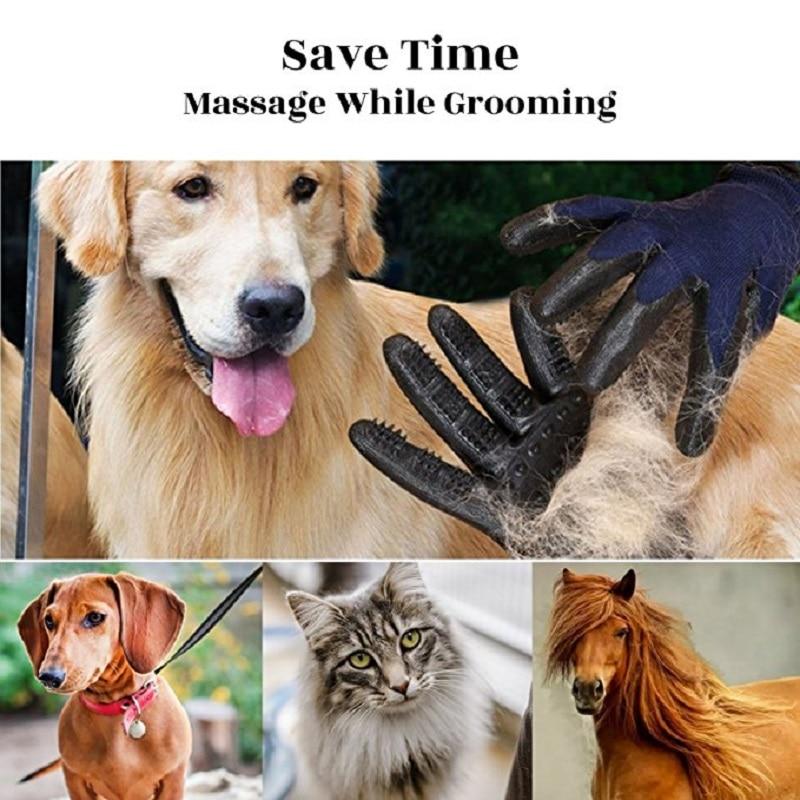 Pet Grooming Gloves Hair Fur Remover Bathing Shedding Massage Brush for Dog Cat