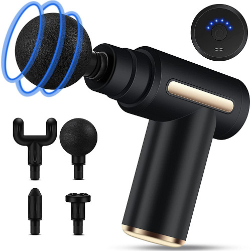 Máy massage cầm tay, súng massage gun mini mẫu mới 2023,máy mát xa toàn thân,cổ vai gáy cao cấp 4 đầu và 6 chế độ rung