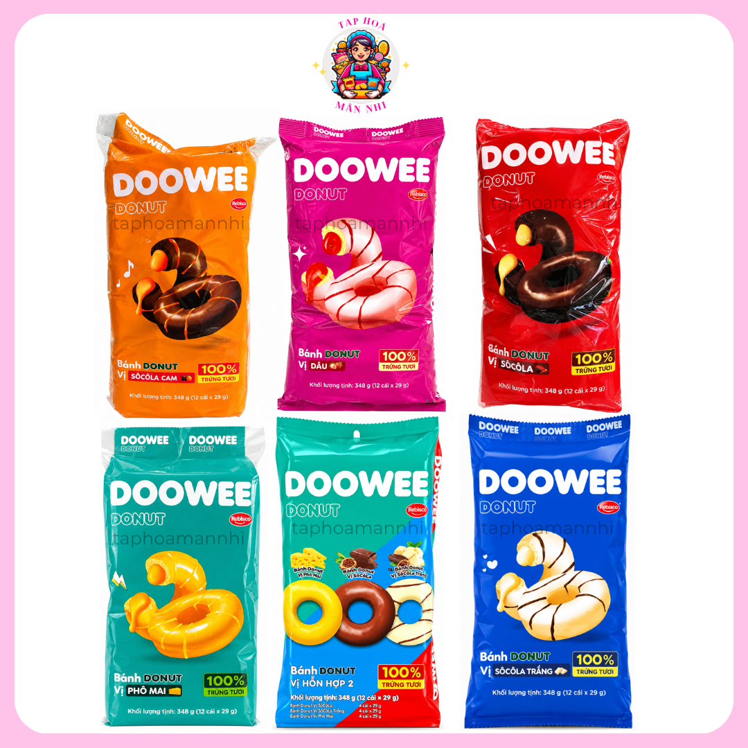 Bánh Donut Doowee Nhân Kem Mềm Siêu Ngon (Gói 12 cái)