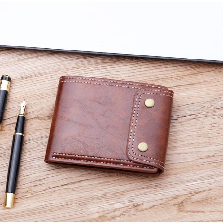Ví nam mini Classic dáng ngang nhỏ gọn nhiều ngăn đựng thẻ - Bóp cầm tay có cúc bấm VI2