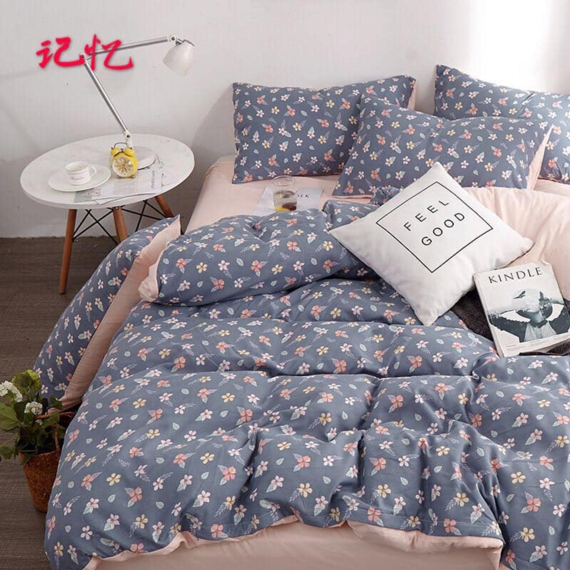 Bộ chăn ga gối phong cách Hàn Quốc hoa nhí vintage bo chun đủ kích thước